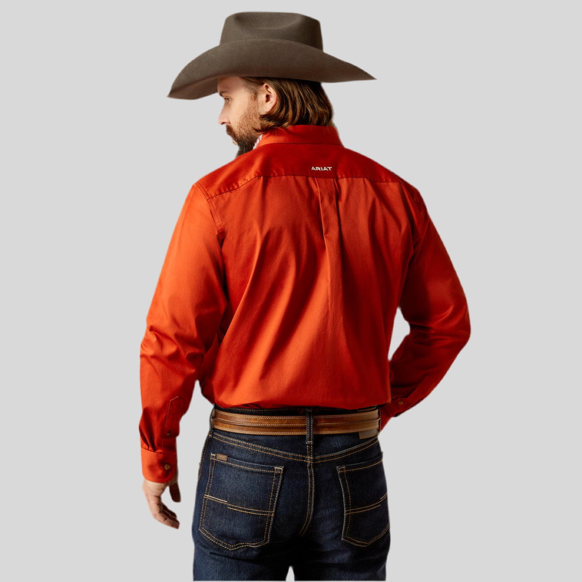 Camisa Ariat Team Logo Twill Naranja Corte Clásico 10052823