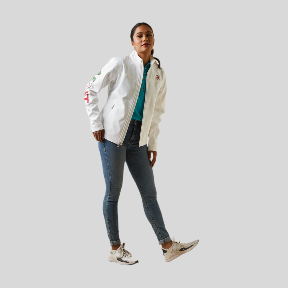 Chamarra Ariat New Team Softshell México Blanco 10043548