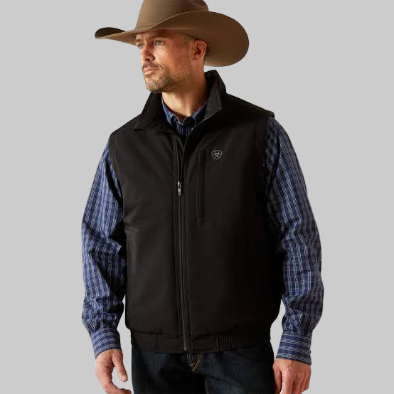 Ariat Men's Field Insulated Black Zip Vest 10062517