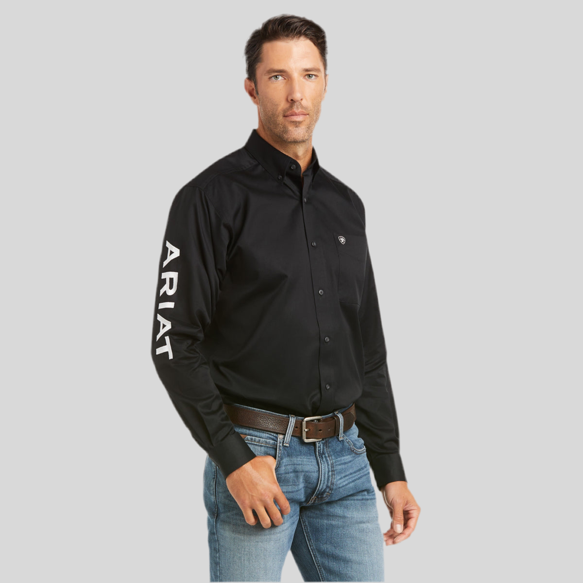 Camisa Ariat Team Logo Twill Negro Corte Fitted
