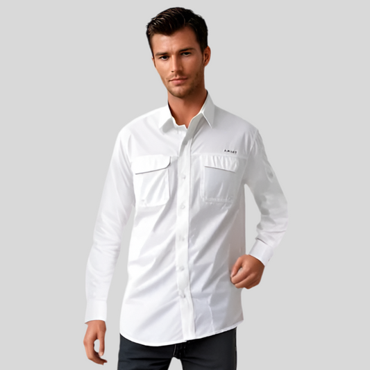Camisa Ariat VentTEK Outbound Blanco Liso Corte Fitted #10063796