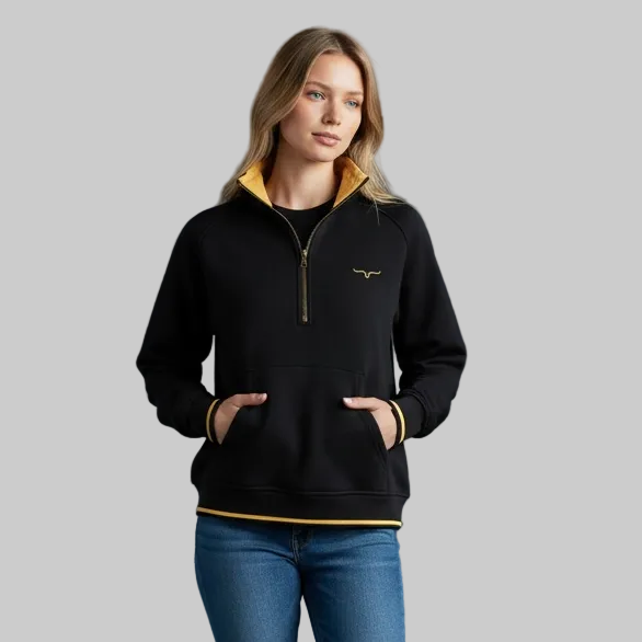 Sudadera Kimes Ranch Malta Cropped QTR Zip Black
