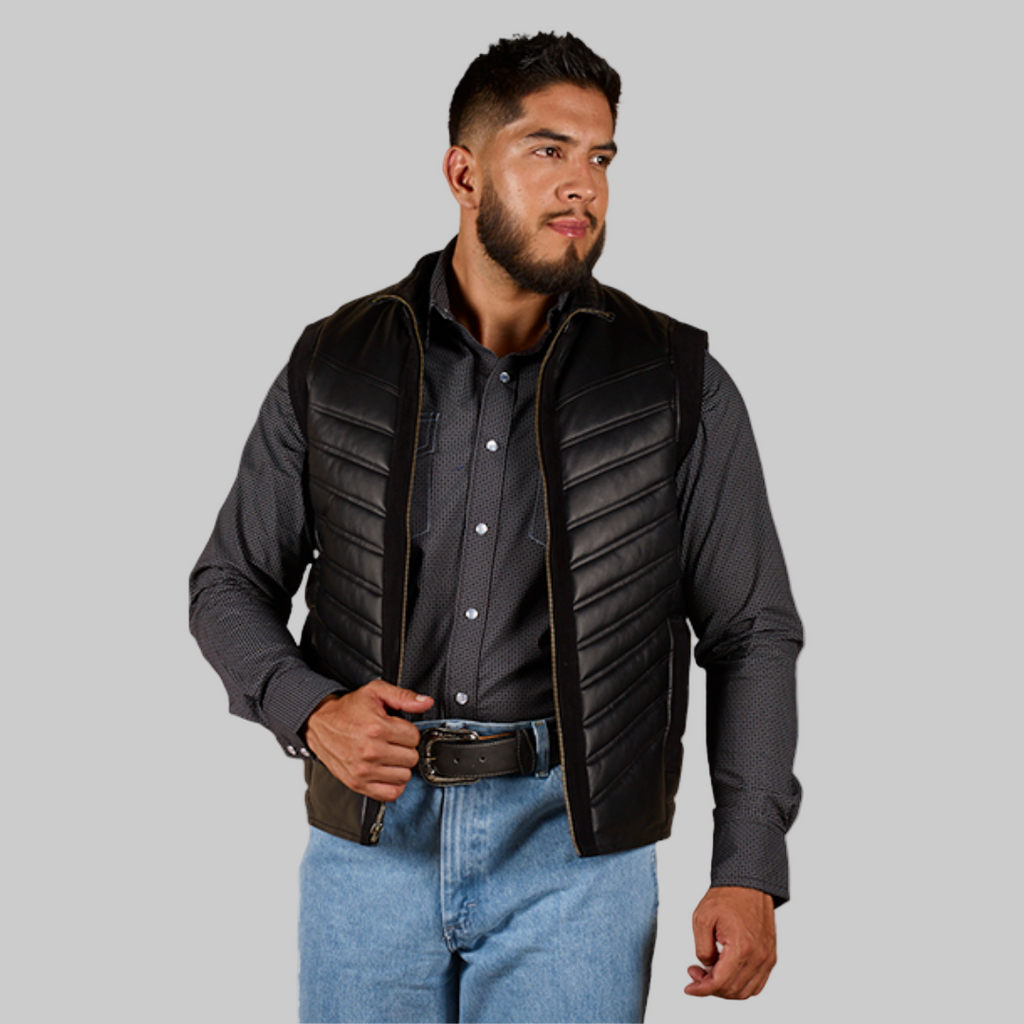 Chaleco Caballero Piel Borrego Negro