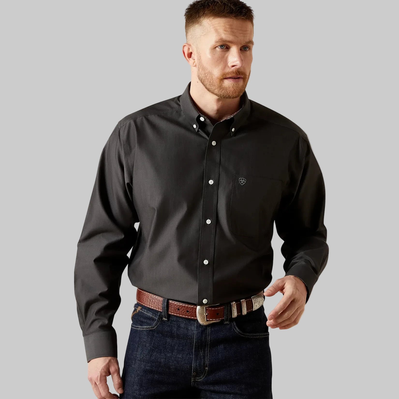 Camisa Ariat Wrinkle Free Solid Pinpoint Oxford Classic Fit