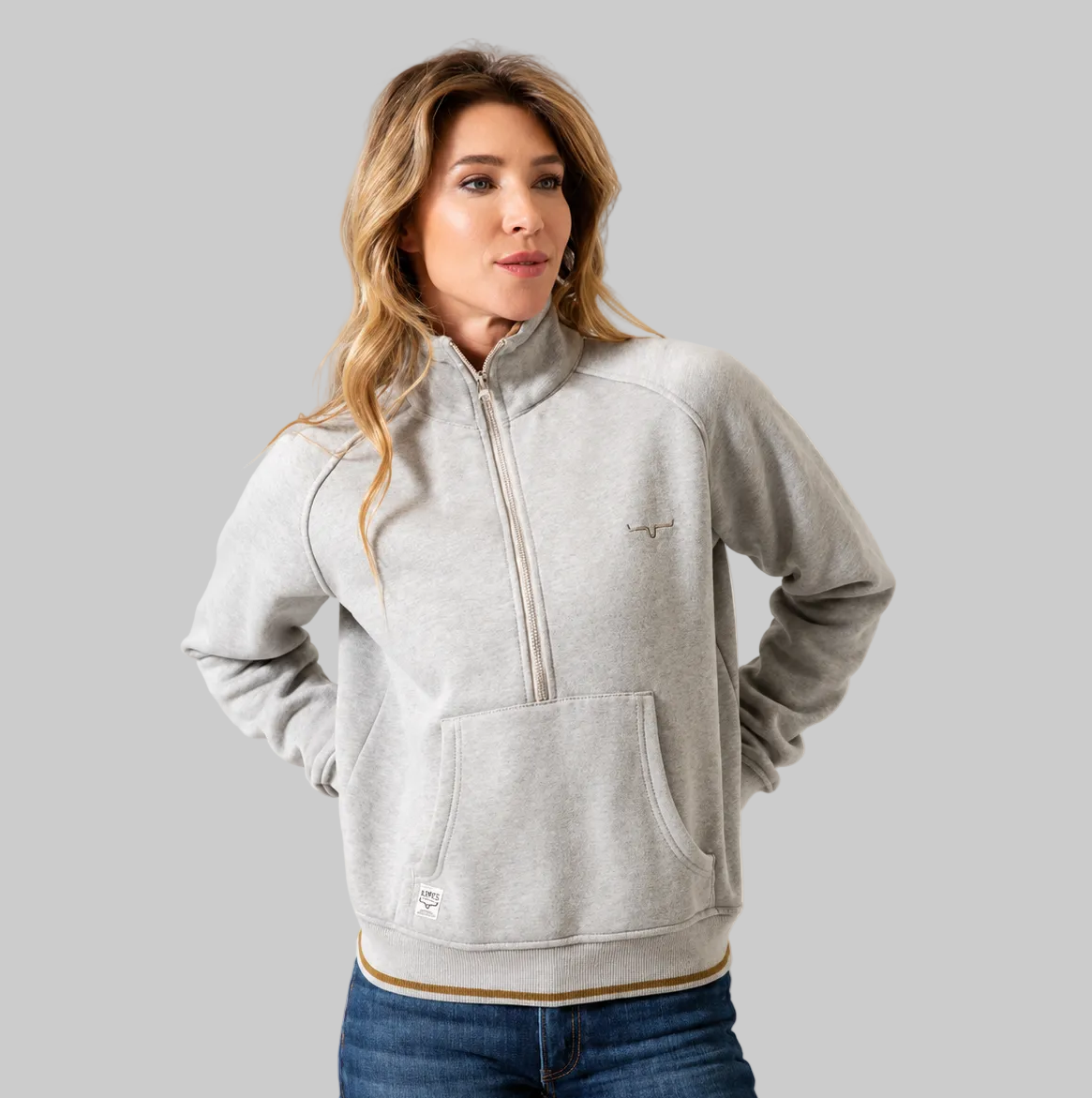 Sudadera Kimes Ranch Malta Cropped QTR Zip Grey