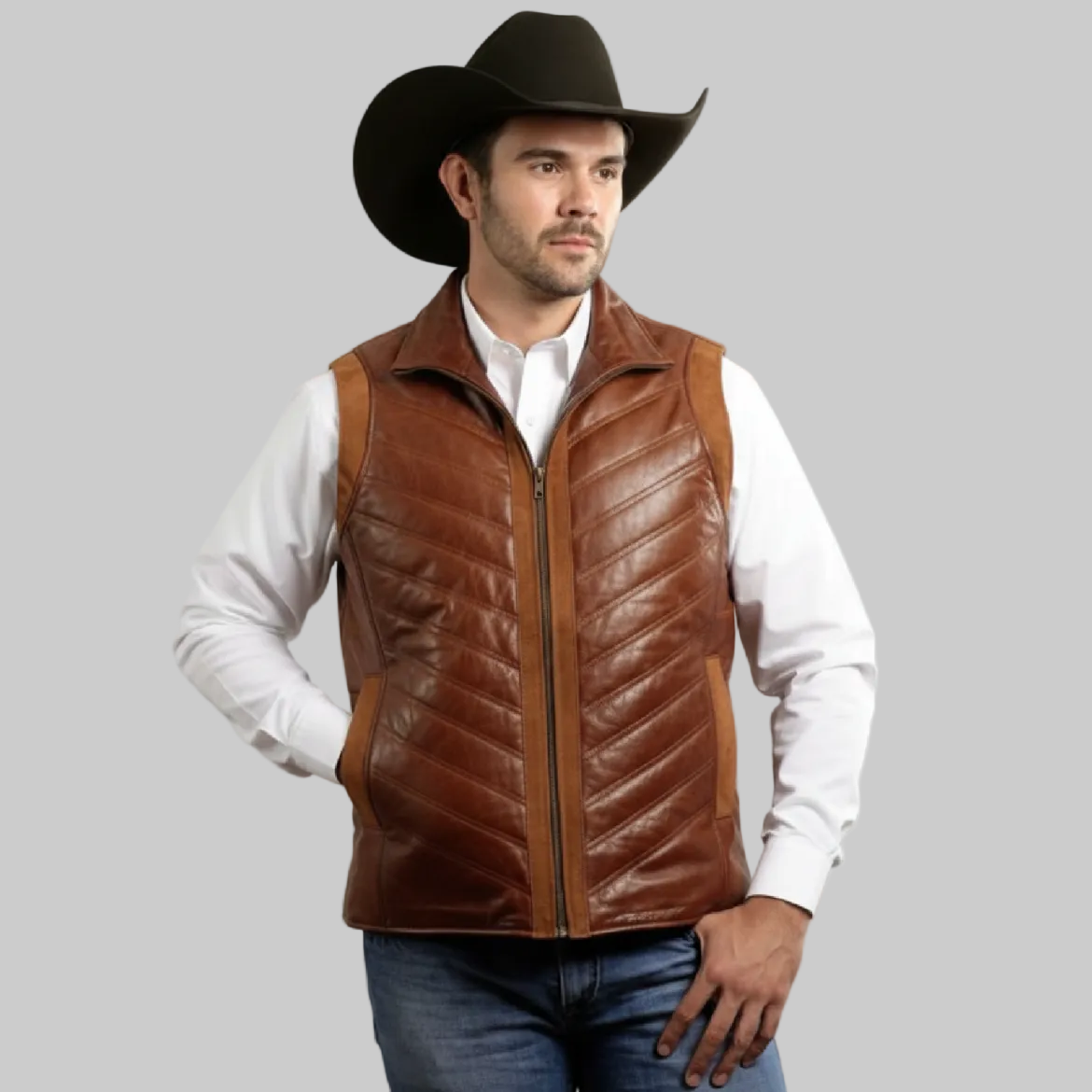 Chaleco Caballero Piel Borrego miel