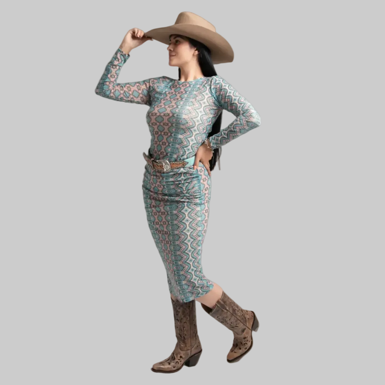 Vestido Cactus Brand Will West Aqua