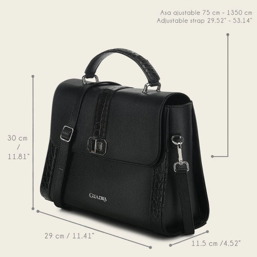 Bolsa Cuadra Alligator Negro