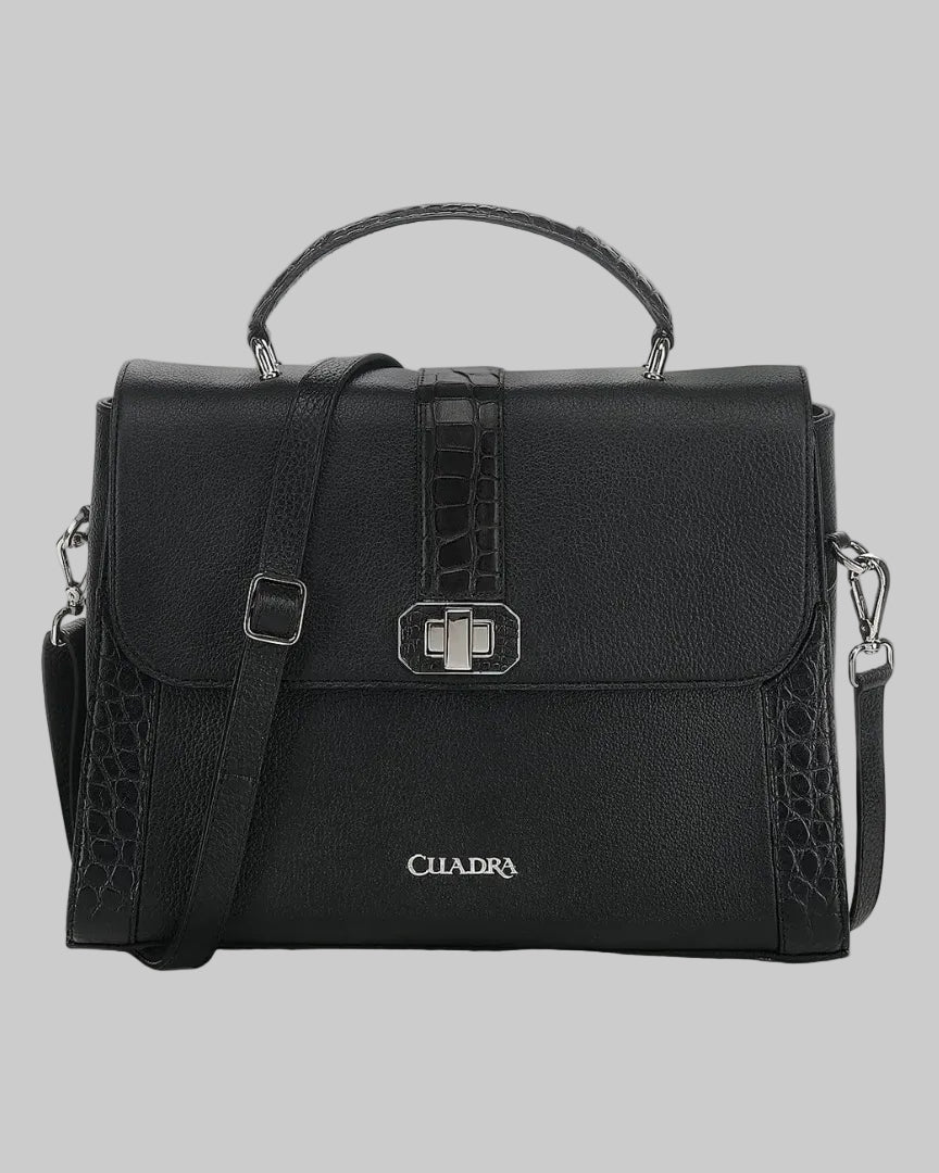 Bolsa Cuadra Alligator Negro